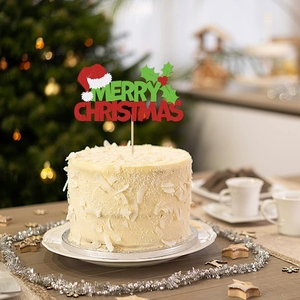 Juego de Adornos para Pastel de Navidad con Letrero de Feliz Cumpleaños, Gorro de Santa Claus y Adornos de Feliz Navidad para Decoración Festiva de Postres Navideños - Product Image 4