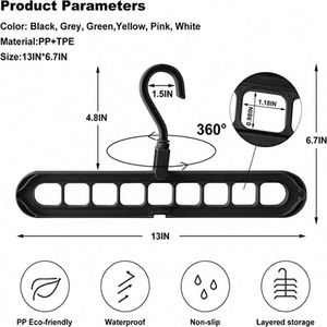 Space Saving Hanger Closet 9 Slots Magic Multifunctional Sturdy Hangers Organizer for Heavy Clothes Shirts Pants Dresses Coats - Product Image 4