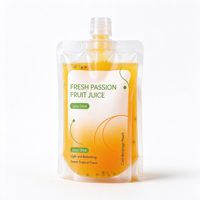 Pochette transparente à bec verseur pour jus de fruit de la passion avec bouchon à vis pour boissons froides et smoothies