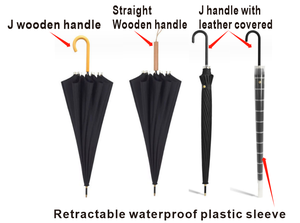 Style japonais rétro Simple populaire couleur unie <span class=keywords><strong>parapluie</strong></span> droit en fibre de verre manche en bois hommes et femmes parapluies - Product Image 3