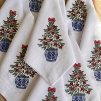 Serviettes de table rectangulaires en lin brodées à la main, style Chinoiserie, broderie personnalisée, 45x45cm, pour banquets, restaurants et fêtes