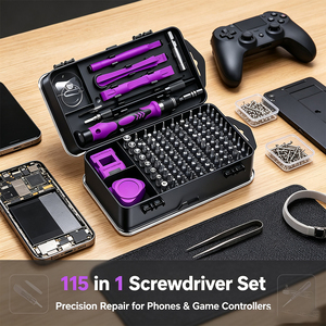 Set di Cacciaviti di Precisione 115 in 1 per Riparazione di Telefoni Cellulari e Laptop con Punte Magnetiche CRV e Custodia Trasparente - Product Image 4