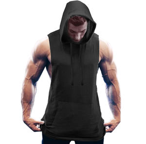 Débardeurs à capuche pour hommes, pour la musculation, coupe musclée, sans manches, pour la gym - Product Image 1