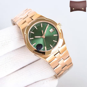 Modern Socialite <b>Rose</b> Gold Green Face Timepiece Automatic Date Female Premium Diamond Ring Luxury Sporty Waterproof - Product Image 1