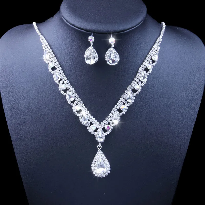 Orecchini con collana da sposa a goccia con strass 2 pezzi Set di gioielli in stile mediorientale per donna