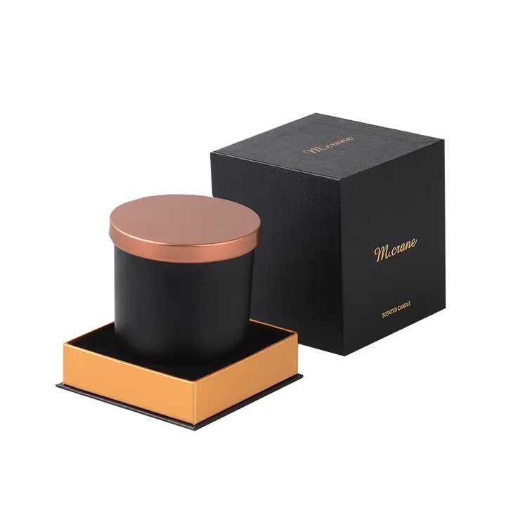 Роскошная картонная Ароматизированная коробка для свечей под заказ, черная подарочная упаковка, коробка для свечей с логотипом