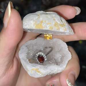 Caja para Anillo de Ágata Blanca Natural - Caja Creativa para Propuesta de Matrimonio, Caja de Joyería para Especímenes de Cristal y Minerales, Superventas - Product Image 3