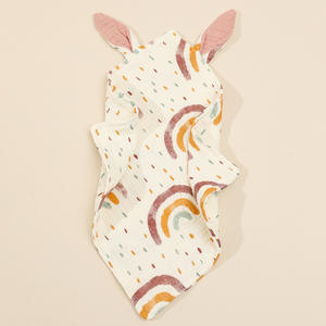 Couette couverture nouveau-né coton mousseline dormir apaisant serviette enfants mode lapin oreille <span class=keywords><strong>sucette</strong></span> apaiser Double côtés bave bavoirs - Product Image 4