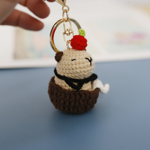 Làm bằng tay hoạt hình ít Rái cá capybara Crochet Keychains macrame động vật Keyring quyến rũ Túi phụ kiện sang trọng mới Crochet - Product Image 1