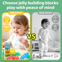 Zhorya - Juego de 36 Bloques de Construcción de Gelatina Blanda, Juguetes Educativos Montessori para Niños, Rompecabezas Sensorial Suave