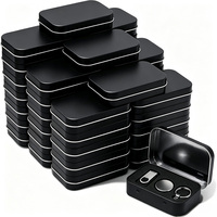 Boîte en étain rectangulaire à charnières argentée et noire, 95*60*22mm (3.75*2.45*H0.9inch), vide, pour clés USB et emballage d'outils personnels