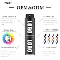 Flacon de parfum vide 15 ml, mini flacon portable cylindrique Fea15, atomiseur noir et or, design personnalisé avec boîte