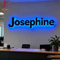 Letras 3D con Retroiluminación LED y Logotipo Personalizado, Letrero de Acero Inoxidable Iluminado y Duradero para Fondo de Pared de Edificio de Oficinas