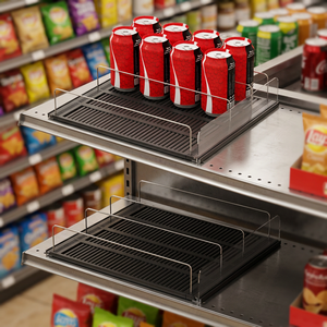 Adjustable Gravity Feed <b>Roller</b> Shelf with Divider Automatic Supermarket Cooler Beverage Display Rack - Product Image 1