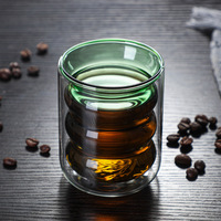 Tasse à eau en verre coloré, double paroi, résistant à la chaleur, pour le café, ml, vente directe d'usine