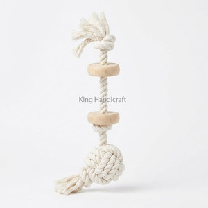 Natural Coffee Wood Dog Tug Chew with Cotton <b>Rope</b> Dog Toy for Dental Care and Teething Cheap Price - Product Image 5