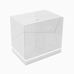 Trắng bóng Sáu ngăn kéo bàn trang điểm với lớn gương gỗ Vanity với hai đêm là viết tắt của Bộ đồ nội thất phòng ngủ - Product Image 4