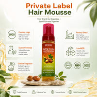 Produits phares : Mousse hydratante à l'argan pour cheveux bouclés, rehausse la boucles naturelles, mousse coiffante pour tresses, mousse brillante pour tresses.