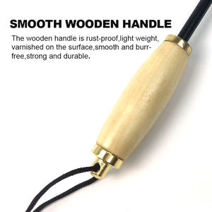 Bâton de pêche sur glace en acier inoxydable, couleur bois naturel verni, pour la pêche sur glace - Product Image 6