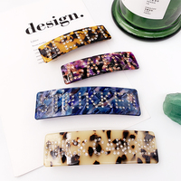 Barrettes en forme de tortue pour femmes, pince à cheveux avec des cristaux, en résine acétate de portable