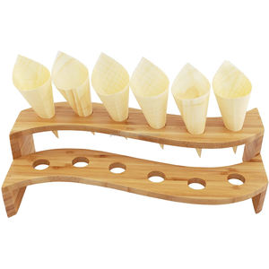 2026 outils de support de crème glacée en bambou naturel S Wave support Tamaki d'affichage de cône alimentaire à plusieurs niveaux peut contenir jusqu'à 12 cônes - Product Image 1