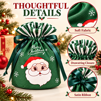 Sac cadeau en velours avec cordon de serrage, imprimé Père Noël, pour les fêtes de Noël, emballage de détail, vente en gros