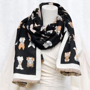 Bufanda de Algodón con Estampado Digital Personalizado, Diseño de Cachorro, Bloques de Color, para Otoño, Invierno y Todas las Estaciones, Unisex - Product Image 4