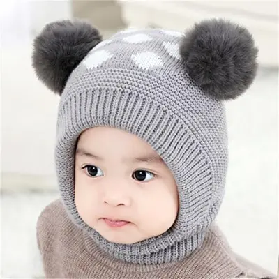 Autumn and winter new children plus cashmere warm woolen hat, baby ear protection knitted warm hat