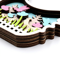 Adornos de Flores de Madera Contrachapada en 3D, Decoración Multifuncional de Pascua, Corte Láser, Hechos a Mano, Regalo al por Mayor