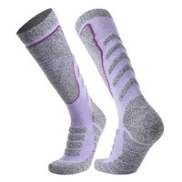 Chaussettes de ski longues thermiques pour jeunes, coutures fines, confortables, durables, design antidérapant au talon