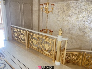 Sang Trọng Châu Âu Thiết Kế Mạ Vàng Nhôm Brass Nội Thất Kim Loại Cầu Thang Tay Vịn Biệt Thự Dự Án Sàn Lan can Tay Vịn - Product Image 5