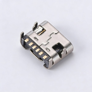 Connecteur femelle Type-C 6 broches 6,5 mm pour montage sur circuit imprimé SMT USB-C Conforme RoHS Ignifuge FDX0172A1 - Product Image 1
