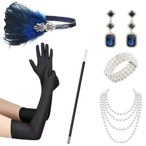 Ensemble d'accessoires de costume Flapper <span class=keywords><strong>Gatsby</strong></span> des années 20 : Bandeau, Collier de perles, Gants, Porte-cigarette, Pique à cigarette – Kits Flapper des années 20 - Product Image 6