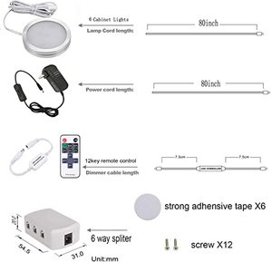 Chất lượng cao 6-gói không dây dẫn Puck ánh sáng 2W nhôm đèn tủ Dimmable <span class=keywords><strong>utilitech</strong></span> siêu mỏng dẫn Puck điều khiển từ xa - Product Image 4