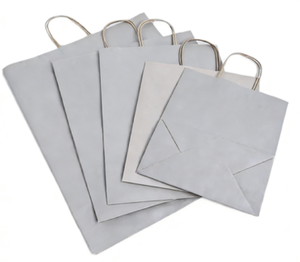 Bolsas de Papel Kraft Blancas Medianas Aston con Asas para Compras, Fiestas y Promociones, Opciones de Impresión Digital en Huecograbado - Product Image 5