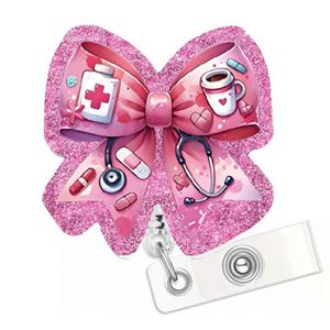 Wholesale PVC Acrylic Medical Retractable Heart Nurse Badge Reel Clip Keychain Doctor Accessories with <b>ID</b> Card <b>Holder</b> for Work - Product Image 3