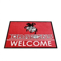 Tapis de porte d'entrée imperméable style bohème avec logo personnalisé noir et blanc, anti-fatigue, réversible, en nylon