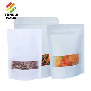Thực phẩm đứng túi nhỏ Ziplock bao bì túi giấy kraft trắng với cửa sổ rõ ràng - Product Image 1
