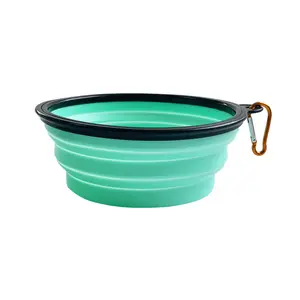 Eco Friendly Portable Non Spill Travel Collapsible Silicone Pet Cat Dog Bowl