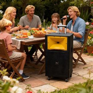 Altoparlante Professionale Portatile da 15 Pollici <span class=keywords><strong>con</strong></span> <span class=keywords><strong>Bluetooth</strong></span>, Trolley Singolo, per Feste e Palcoscenico, <span class=keywords><strong>con</strong></span> Custodia in Legno e Griglia Metallica - Product Image 2