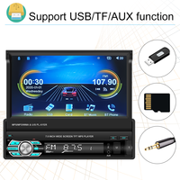 Radio para Auto Podofo con Carplay, Estéreo para Auto con Pantalla Táctil Retráctil de 7 Pulgadas, Autoestéreo con Bluetooth, FM, Entrada Auxiliar, USB, Compatible con Cámara AHD