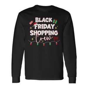 Camiseta de manga larga Black Friday Shopping Crew Christmas para uso familiar en vacaciones - Product Image 1
