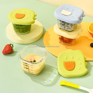 Boîte de conservation alimentaire en verre pour bébé avec couvercles en silicone, anti-fuite, bol d'alimentation pour tout-petit, sans BPA, boîte pour aliments complémentaires - Product Image 2