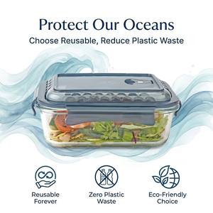 Juego de Recipientes para Almuerzo de Vidrio Borosilicato, Herméticos, Rectangulares, para Preparación de Comidas, Libres de BPA, Venta al Por Mayor, Logotipo Personalizado OEM - Product Image 3