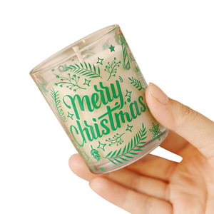 Color Glass <b>Cup</b> Scented Candle Christmas Decorative Candle Creative Atmosphere Printed Xmas <b>Cup</b> Candle - Product Image 5