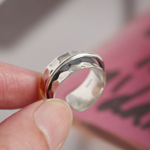 Bague en argent sterling 925 de style baroque, irrégulière, martelée, en forme de <span class=keywords><strong>satellite</strong></span>, pour la mode et les bijoux raffinés - Product Image 2