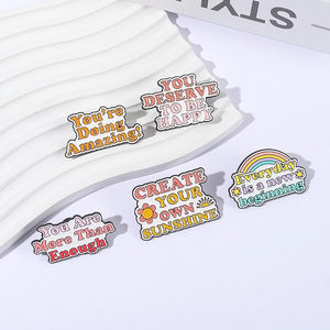 Creative arc-en-ciel lettre émail broches tous les jours est un nouveau début positif <span class=keywords><strong>phrase</strong></span> broches dessin animé mignon revers Badge pour vêtements - Product Image 2