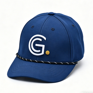 [Your Brand] Unisex <b>Navy</b> Blue 6-Panel Baseball Cap G Embroidery with Rope Trim Curved Back Casual Daily Wear <b>Hat</b> - Product Image 5