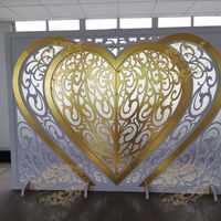 Dekorasi Panggung Acara Pernikahan Desain Baru Bentuk Bunga PVC Cermin Emas Latar Belakang Pernikahan Lotus