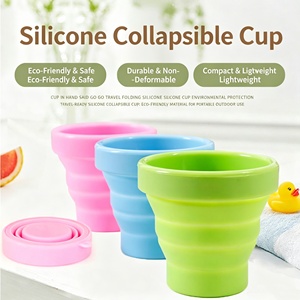 Wholesale BPA Free Portable <b>Collapsible</b> Heat-Resistant Silicone Cup Reusable Food Grade Folding Mug Lids Custom Logo Modern - Product Image 1